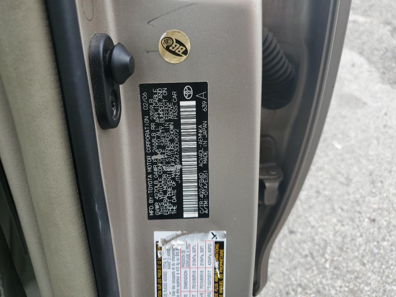 2007 Toyota Camry Ce VIN: JTNBE46K473009072 Lot: 68330845