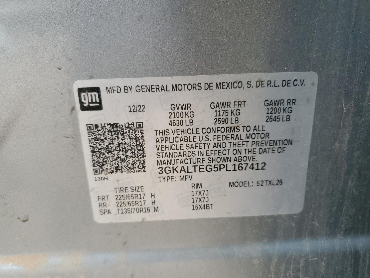 2023 GMC Terrain Sle VIN: 3GKALTEG5PL167412 Lot: 69730625