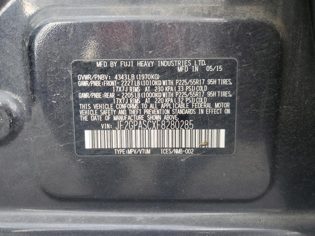 2015 Subaru Xv Crosstrek Sport Limited VIN: JF2GPASCXF8280285 Lot: 67970755