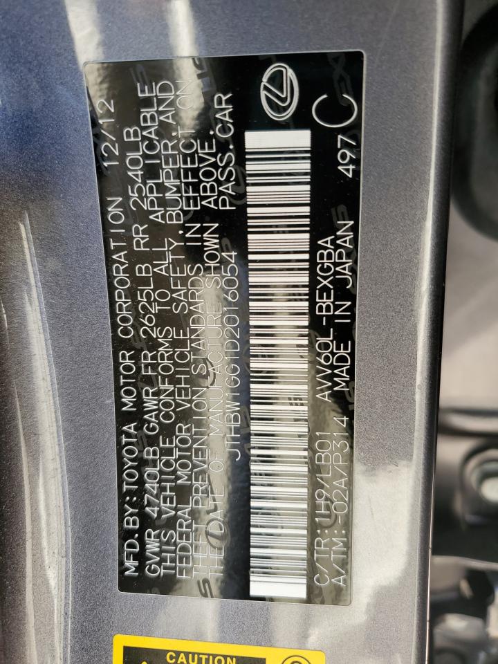 2013 Lexus Es 300H VIN: JTHBW1GG1D2016054 Lot: 69874065