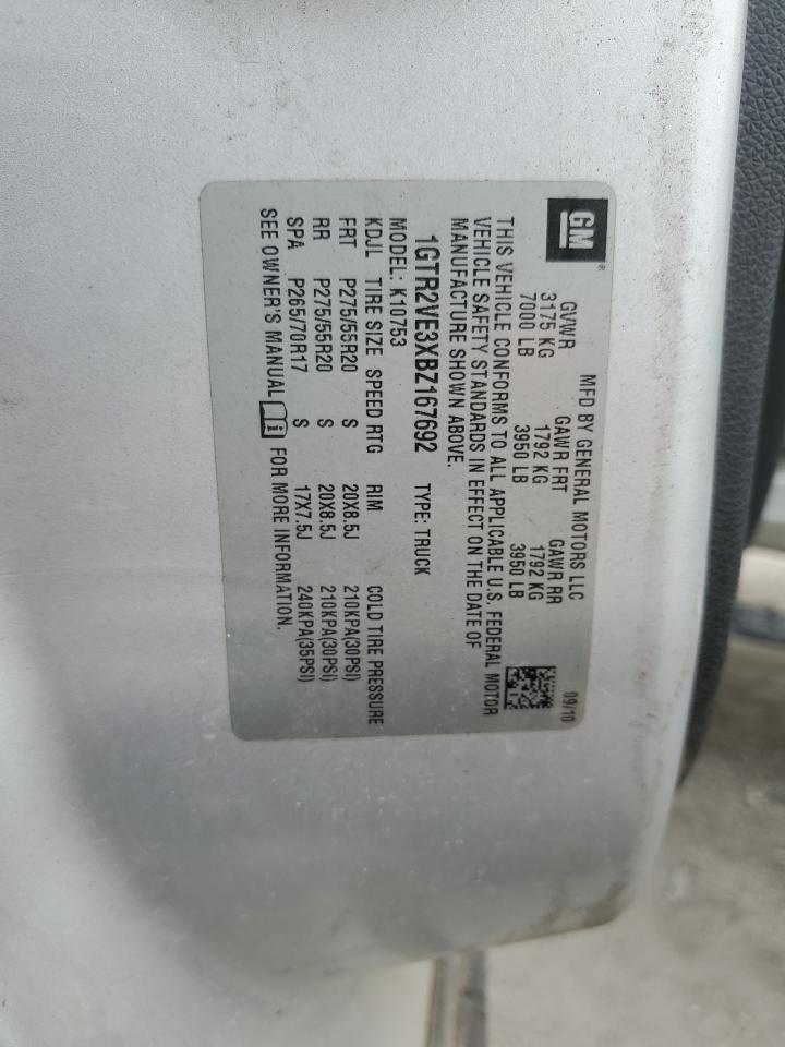 2011 GMC Sierra K1500 Sle VIN: 1GTR2VE3XBZ167692 Lot: 70592175