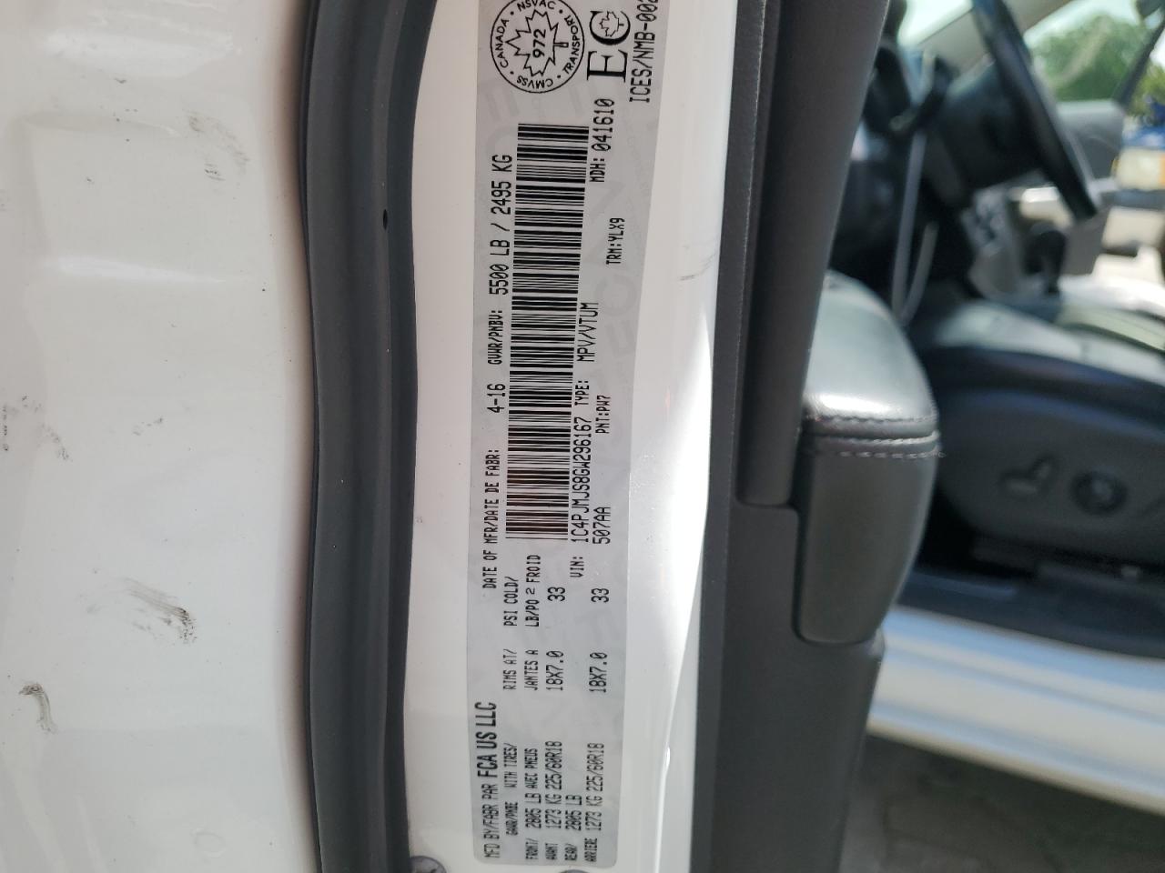 2016 Jeep Cherokee Overland VIN: 1C4PJMJS8GW296167 Lot: 66402875