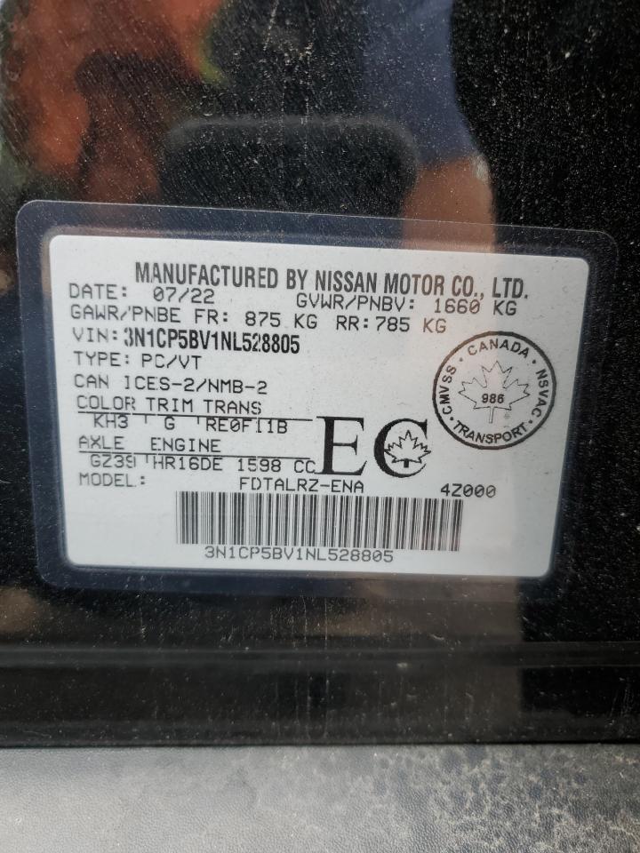 2022 Nissan Kicks S VIN: 3N1CP5BV1NL528805 Lot: 67076295