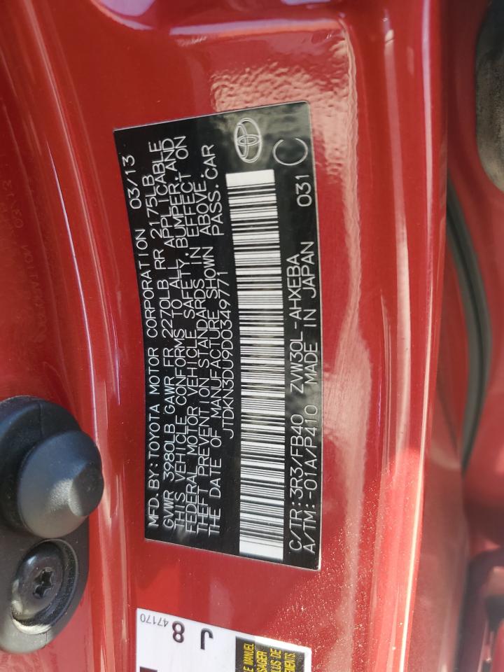 2013 Toyota Prius VIN: JTDKN3DU9D0349771 Lot: 70736065