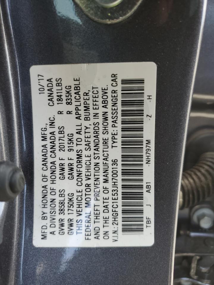 2018 Honda Civic Si VIN: 2HGFC1E53JH700136 Lot: 70393445
