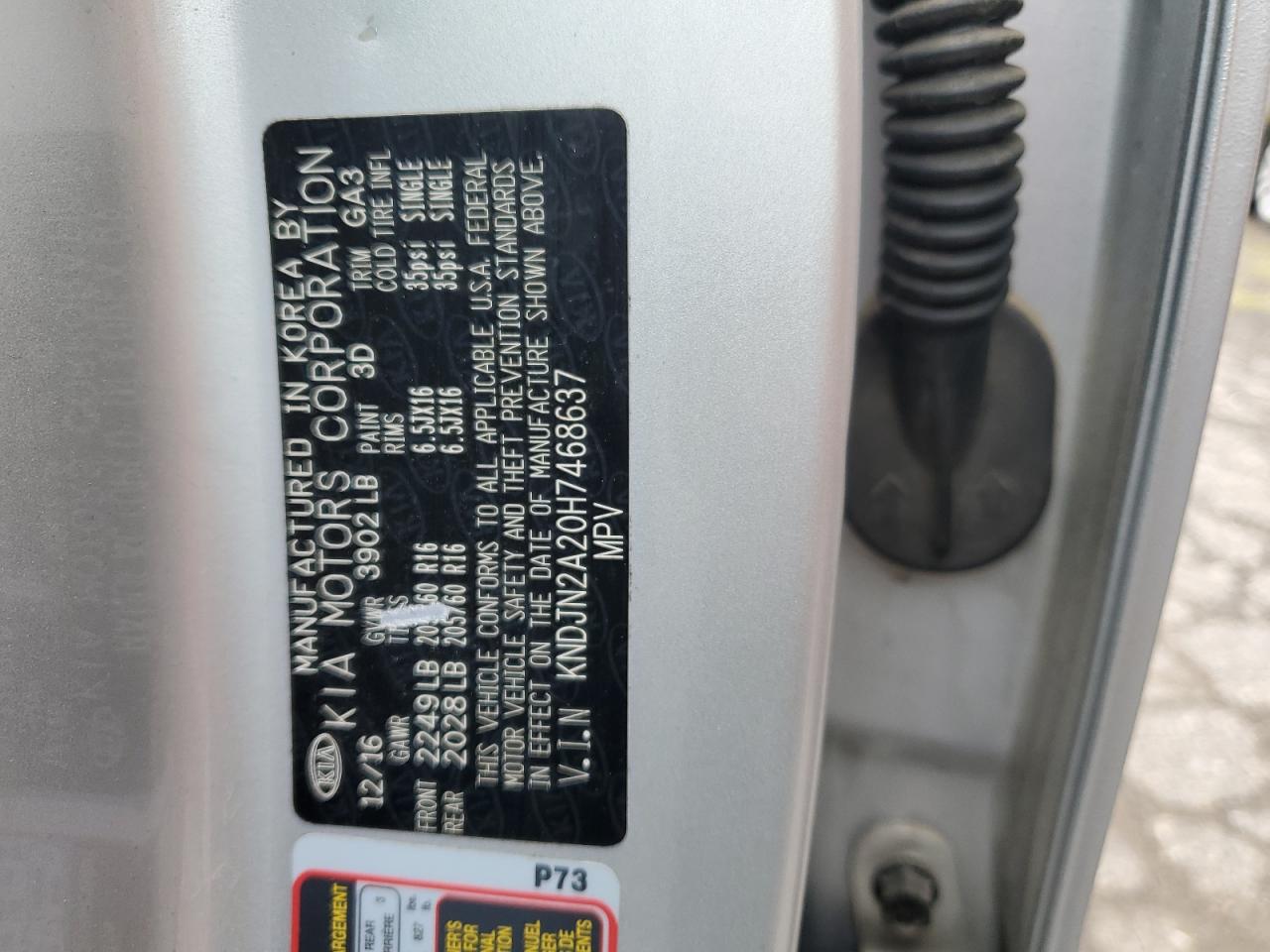 2017 Kia Soul VIN: KNDJN2A20H7468637 Lot: 69638805