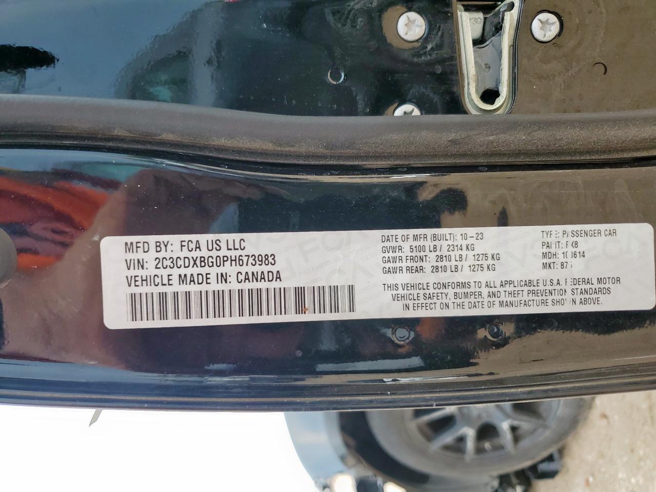 2023 Dodge Charger Sxt VIN: 2C3CDXBG0PH673983 Lot: 69839485