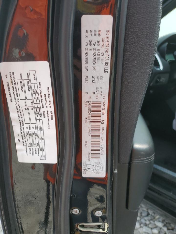 2016 Dodge Durango Limited VIN: 1C4RDJDG4GC401939 Lot: 67249995