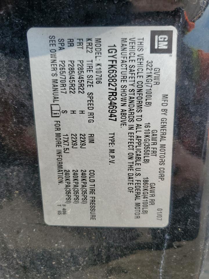 2007 Cadillac Escalade Luxury VIN: 1GYFK63827R346947 Lot: 65611905