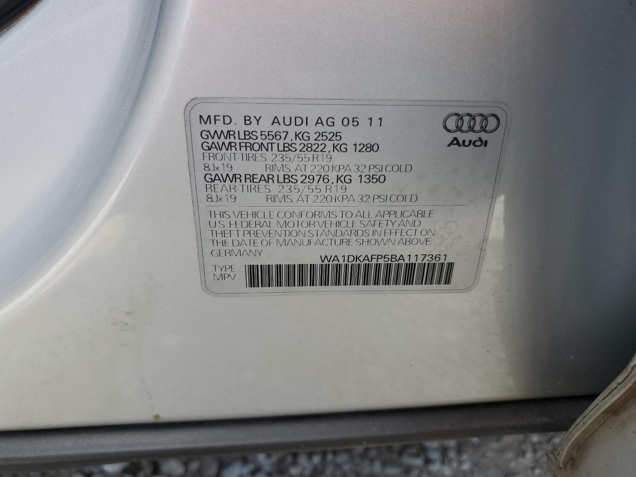 2011 Audi Q5 Premium Plus VIN: WA1DKAFP5BA117361 Lot: 70729075