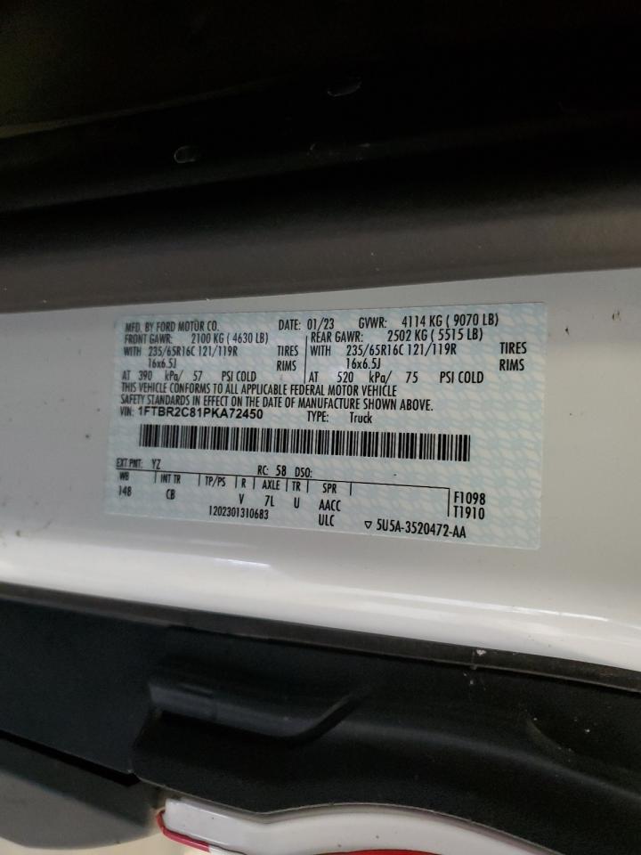 2023 Ford Transit T-250 VIN: 1FTBR2C81PKA72450 Lot: 63620485