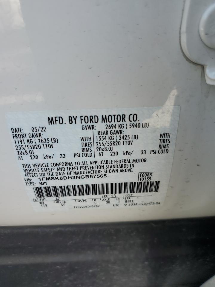 2022 Ford Explorer Xlt VIN: 1FMSK8DH3NGB57565 Lot: 68434345