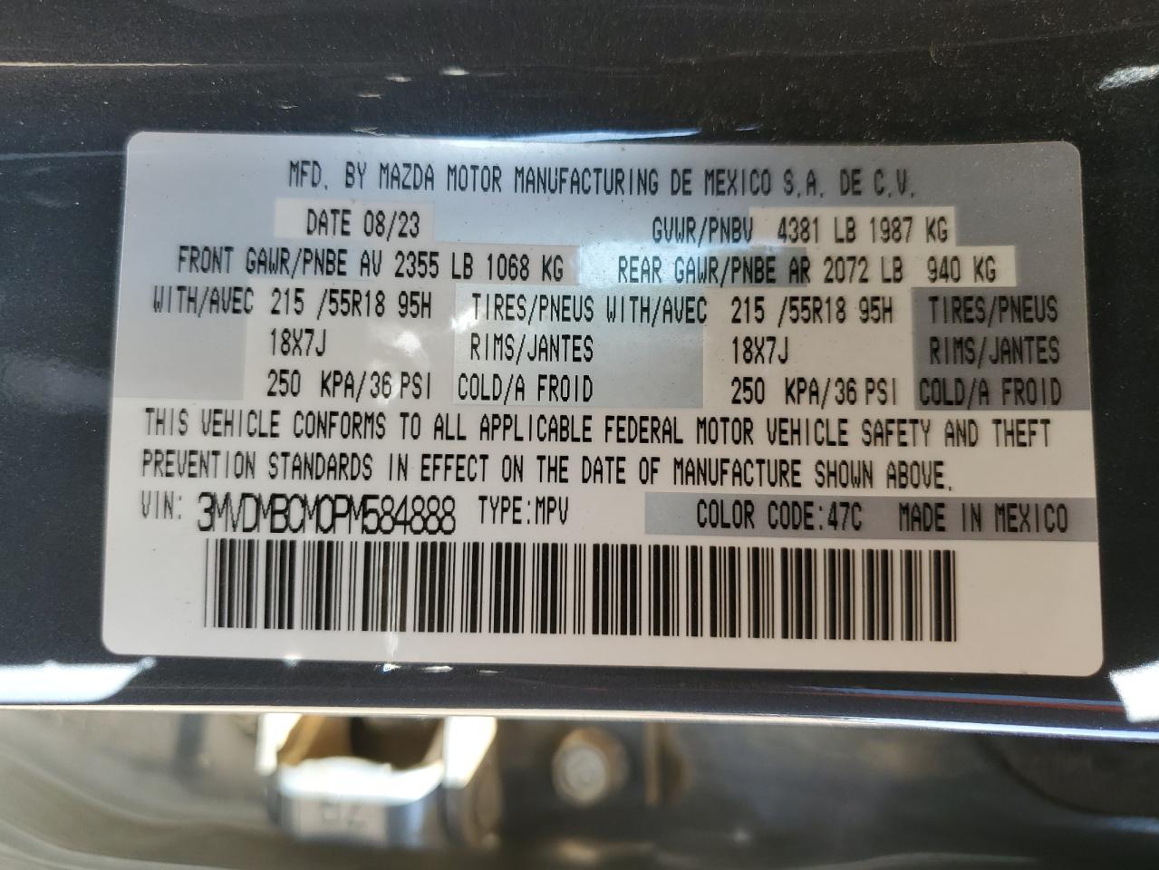 2023 Mazda Cx-30 Preferred VIN: 3MVDMBCM0PM584888 Lot: 86535365