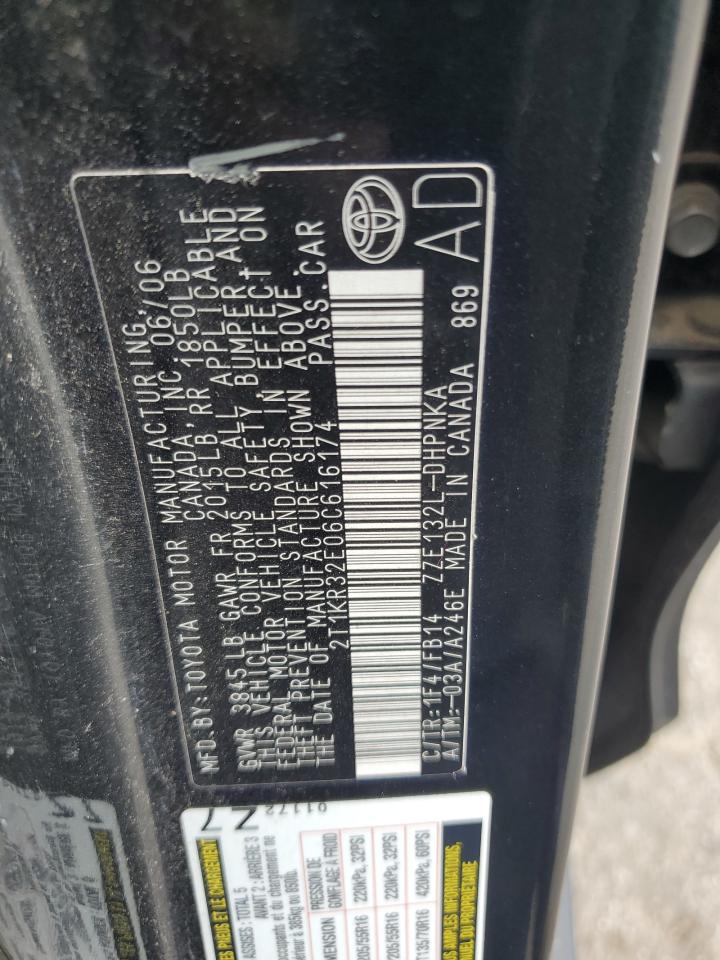 2008 Toyota Corolla Matrix Xr VIN: 2T1KR32E06C616174 Lot: 70631875