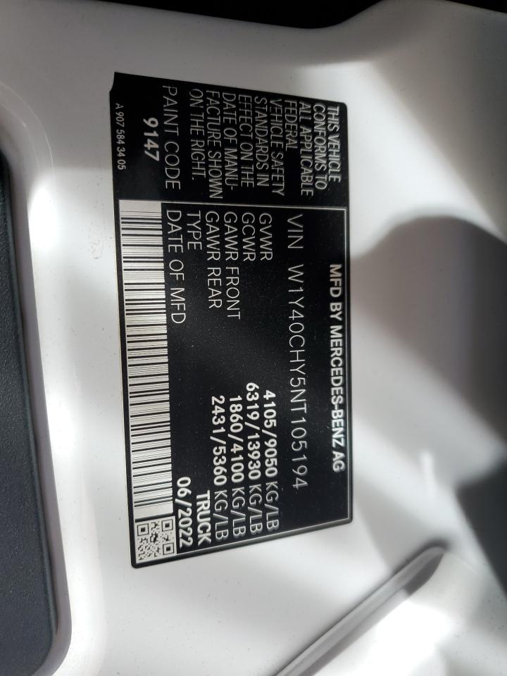 2022 Mercedes-Benz Sprinter 2500 VIN: W1Y40CHY5NT105194 Lot: 69818645