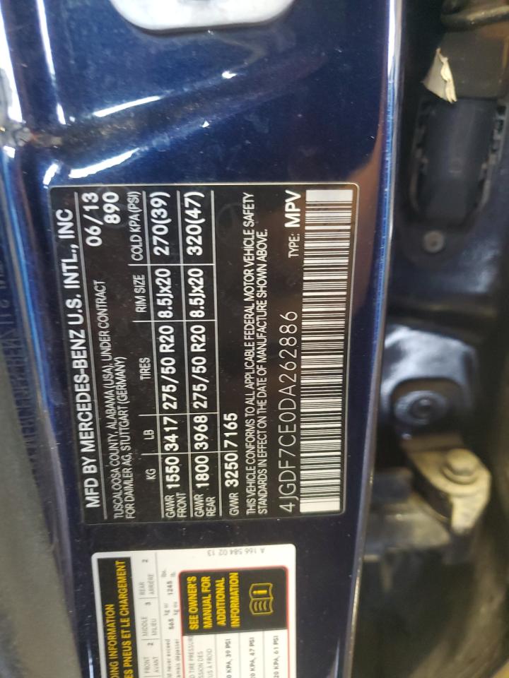 2013 Mercedes-Benz Gl 450 4Matic VIN: 4JGDF7CE0DA262886 Lot: 68670735