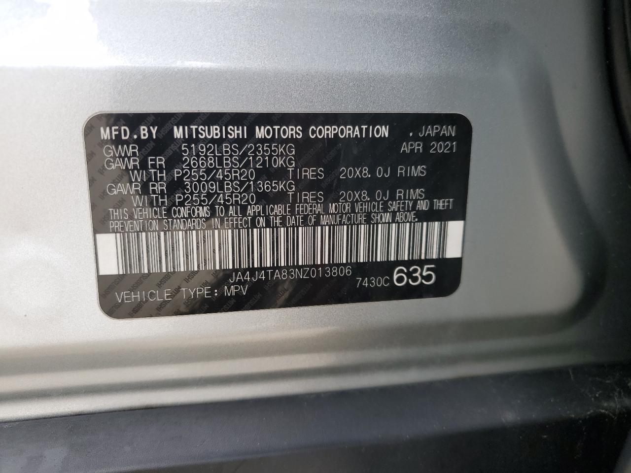 2022 Mitsubishi Outlander Es VIN: JA4J4TA83NZ013806 Lot: 70000145