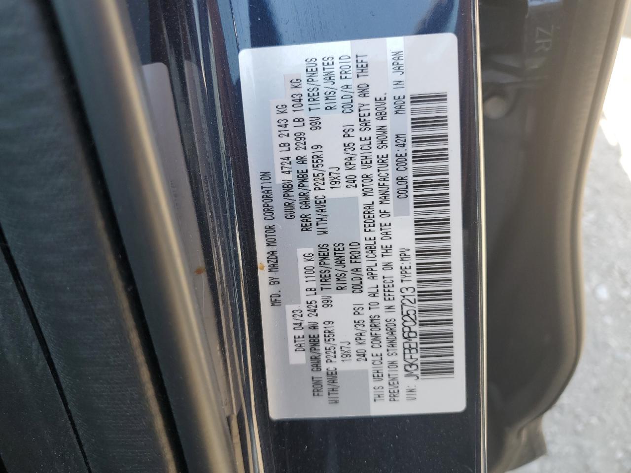 2023 Mazda Cx-5 Premium Plus VIN: JM3KFBEM6P0257213 Lot: 67673525