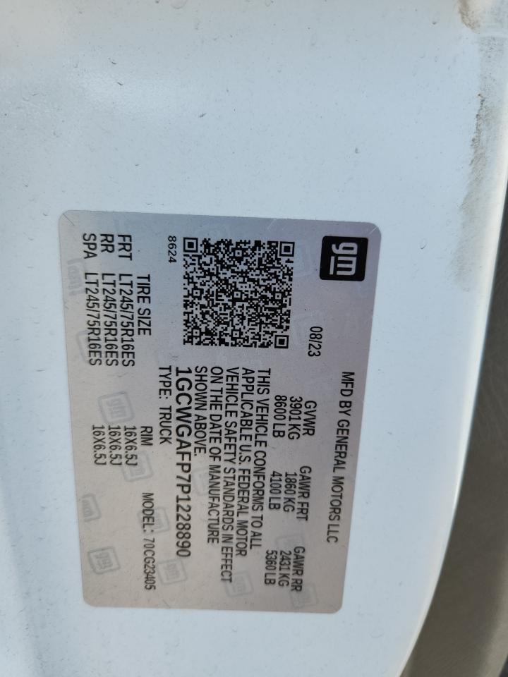2023 Chevrolet Express G2500 VIN: 1GCWGAFP7P1228890 Lot: 64414225
