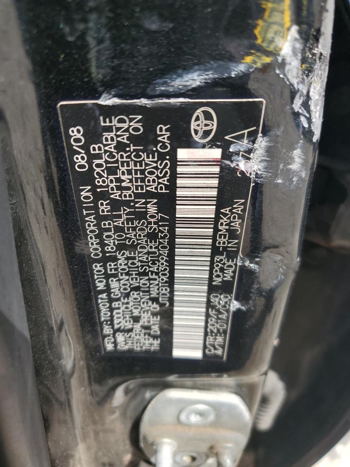 2009 Toyota Yaris VIN: JTDBT903994043417 Lot: 70933655