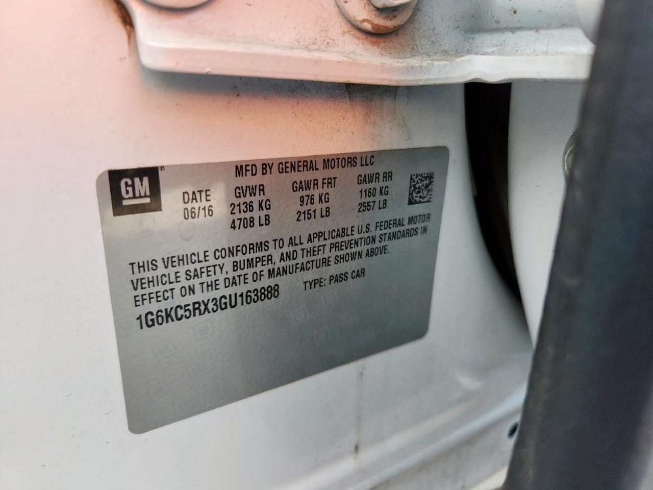 2016 Cadillac Ct6 Luxury VIN: 1G6KC5RX3GU163888 Lot: 70851905