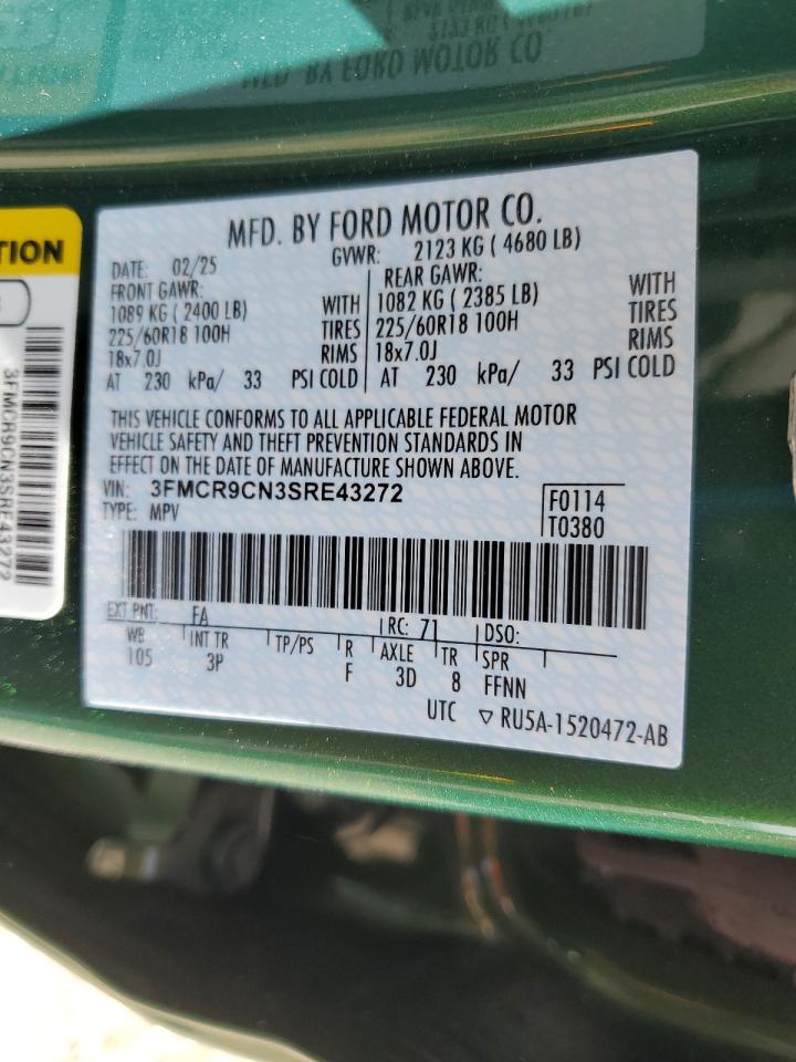 2025 Ford Bronco Sport Outer Banks VIN: 3FMCR9CN3SRE43272 Lot: 69767405