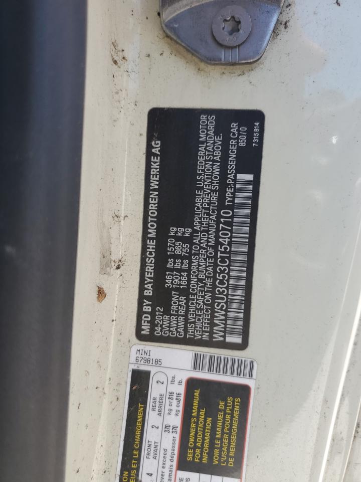 WMWSU3C53CT540710 2012 Mini Cooper
