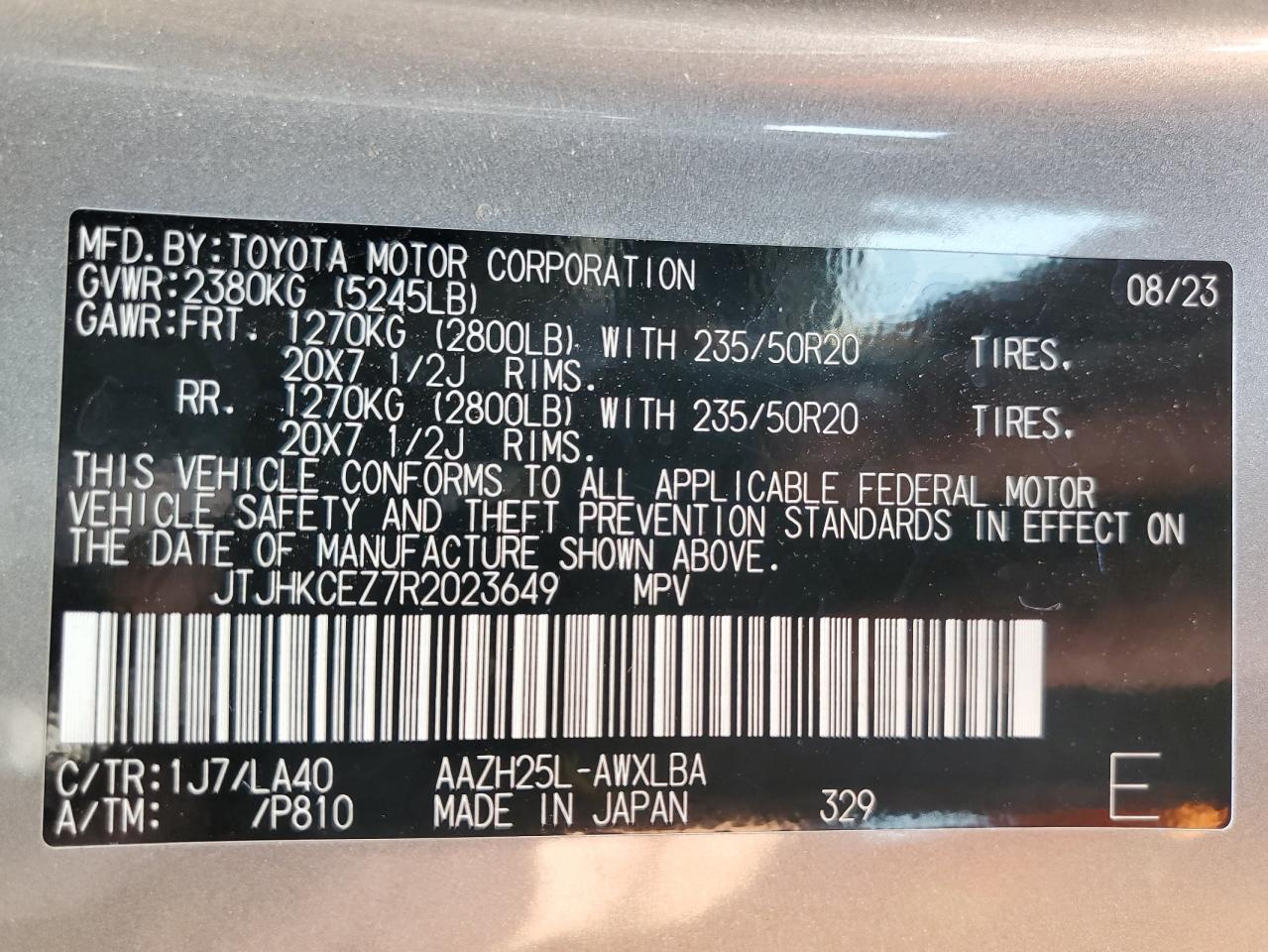 2024 Lexus Nx 350H Base VIN: JTJHKCEZ7R2023649 Lot: 69114515