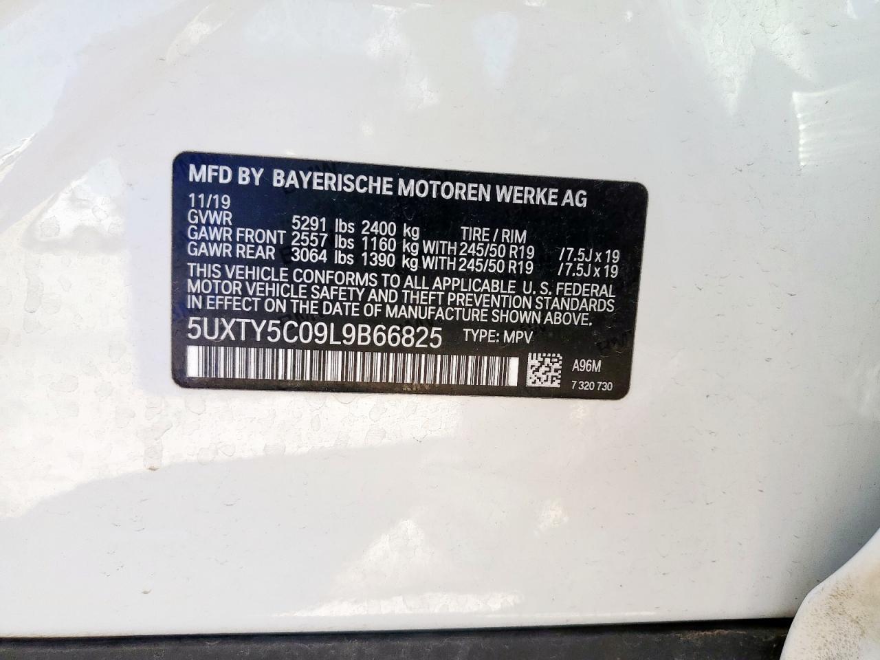 2020 BMW X3 xDrive30I VIN: 5UXTY5C09L9B66825 Lot: 69927045