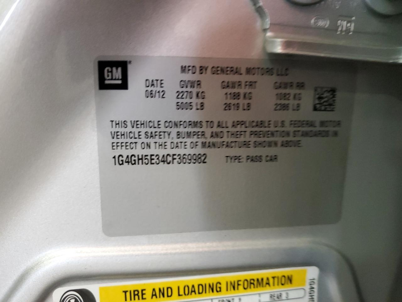 2012 Buick Lacrosse Premium VIN: 1G4GH5E34CF369982 Lot: 67555395