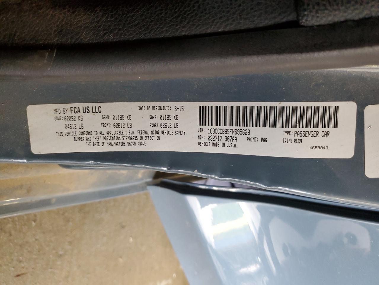 2015 Chrysler 200 S VIN: 1C3CCCBB5FN695628 Lot: 85915435