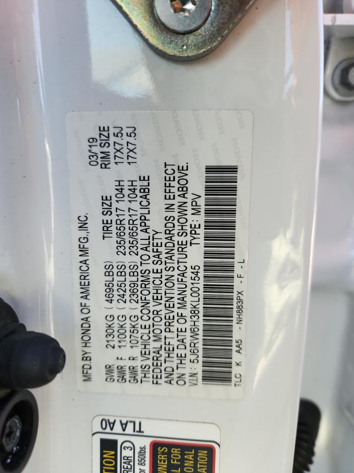 2019 Honda Cr-V Lx VIN: 5J6RW6H38KL001545 Lot: 70102485