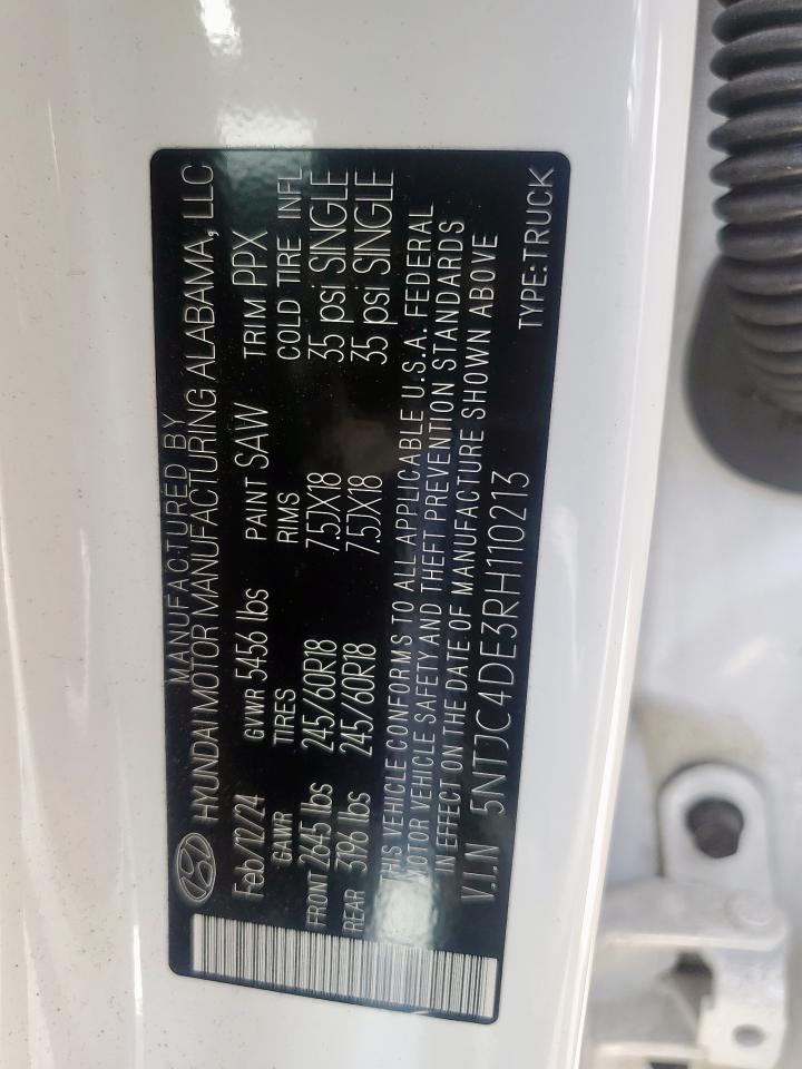 2024 Hyundai Santa Cruz Sel VIN: 5NTJC4DE3RH110213 Lot: 68206135