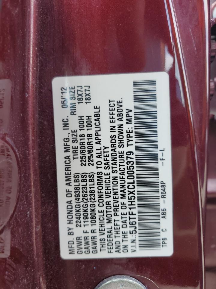 2012 Honda Crosstour Exl VIN: 5J6TF1H5XCL005379 Lot: 68967355