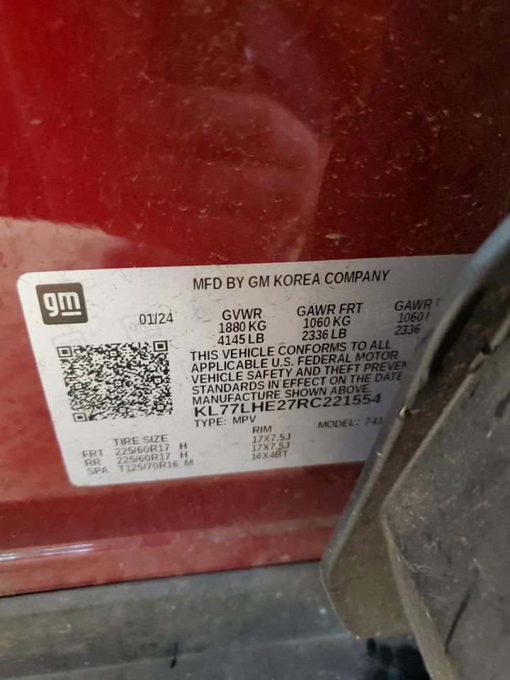 2024 Chevrolet Trax 1Lt VIN: KL77LHE27RC221554 Lot: 81293645