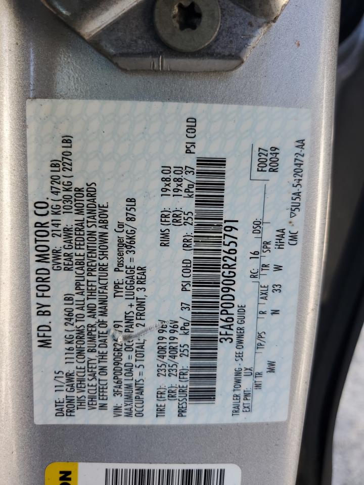 2016 Ford Fusion Titanium VIN: 3FA6P0D90GR265791 Lot: 67468545