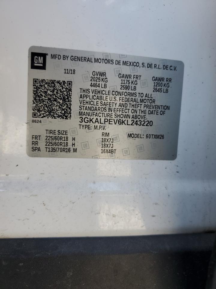 2019 GMC Terrain Slt VIN: 3GKALPEV6KL243220 Lot: 69932145