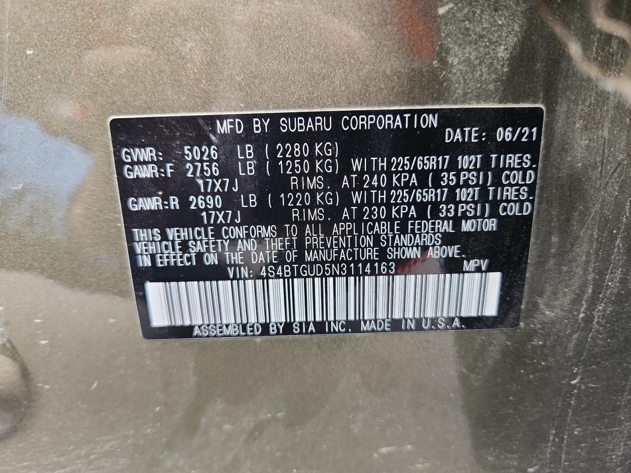 2022 Subaru Outback Wilderness VIN: 4S4BTGUD5N3114163 Lot: 69103945