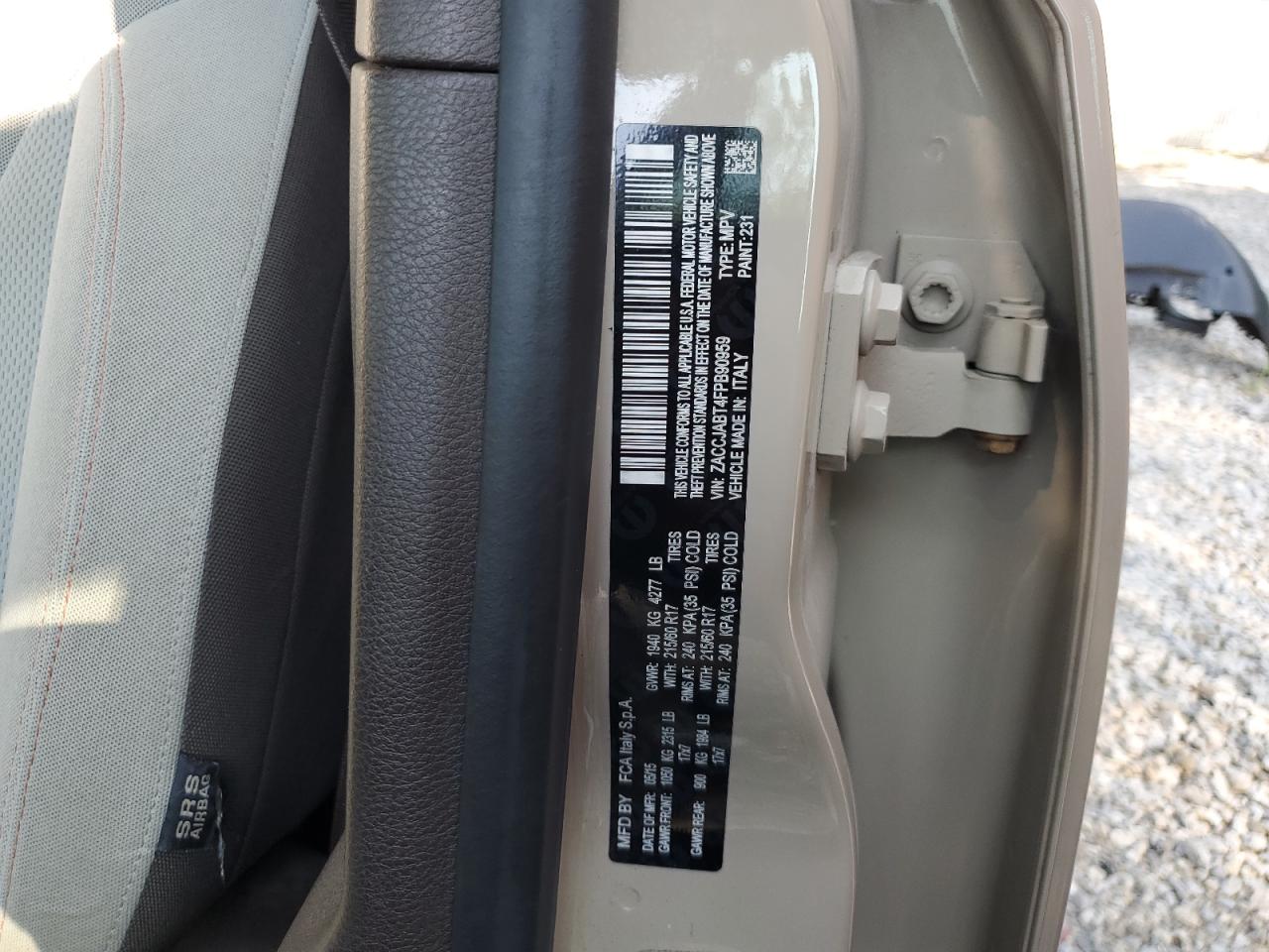 2015 Jeep Renegade Latitude VIN: ZACCJABT4FPB90959 Lot: 85255715