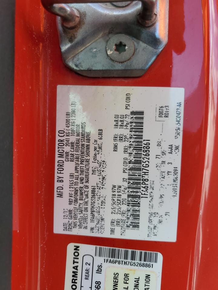 2016 Ford Mustang VIN: 1FA6P8TH7G5268861 Lot: 70697895