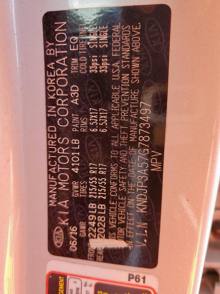 2016 Kia Soul + VIN: KNDJP3A57G7873497 Lot: 67679895