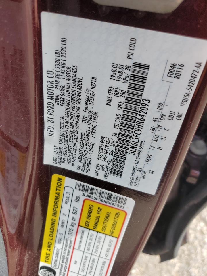 2017 Lincoln Mkz Reserve VIN: 3LN6L5FC9HR642093 Lot: 71088565