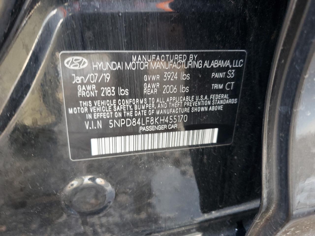 2019 Hyundai Elantra Sel VIN: 5NPD84LF8KH455170 Lot: 68823925