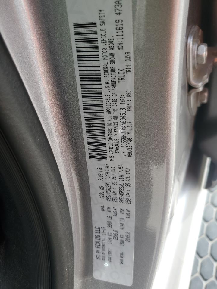 2019 Ram 1500 Laramie VIN: 1C6SRFJT0KN694518 Lot: 70300165