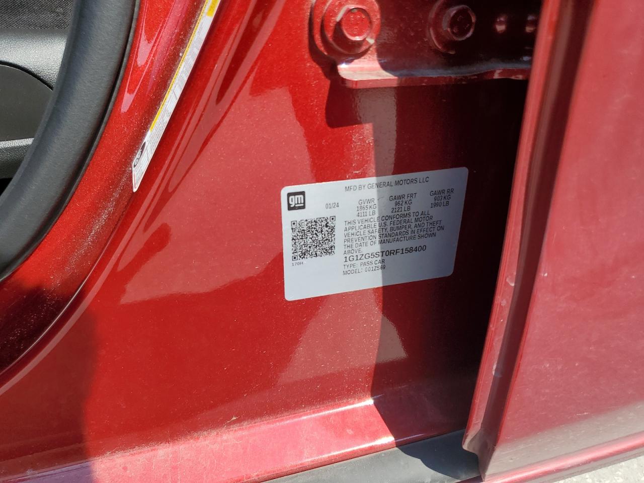 2024 Chevrolet Malibu Rs VIN: 1G1ZG5ST0RF158400 Lot: 69514815