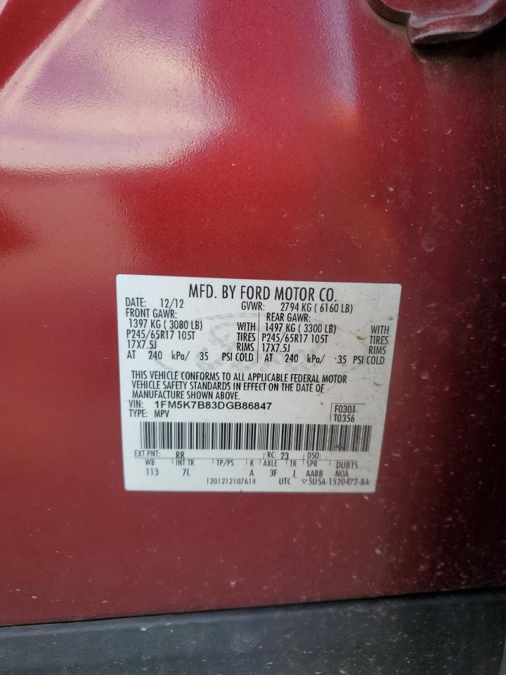 2013 Ford Explorer VIN: 1FM5K7B83DGB86847 Lot: 70535685