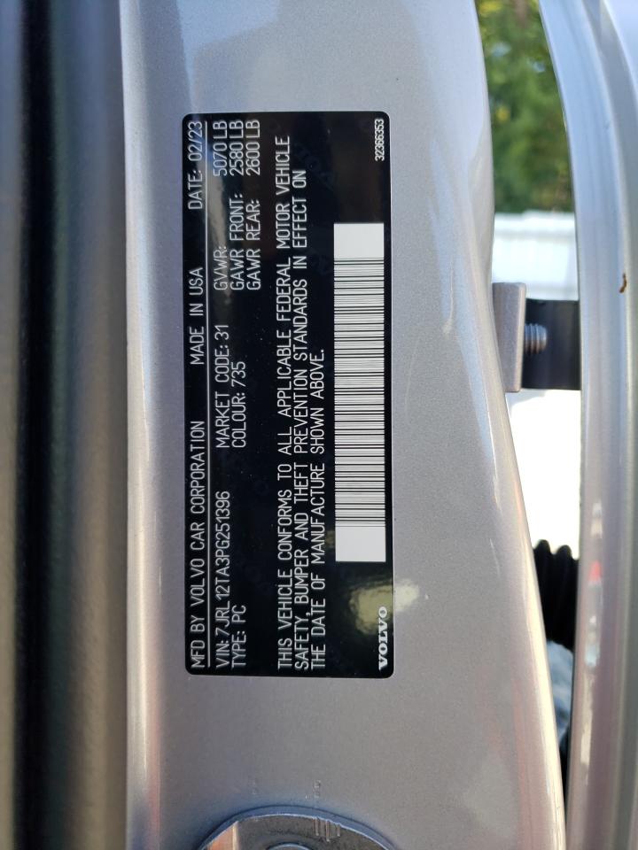 2023 Volvo S60 Ultimate VIN: 7JRL12TA3PG251396 Lot: 70287785