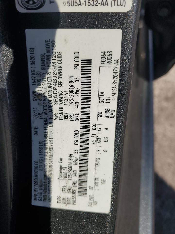 2016 Ford Fiesta Se VIN: 3FADP4BJ2GM120180 Lot: 68593315