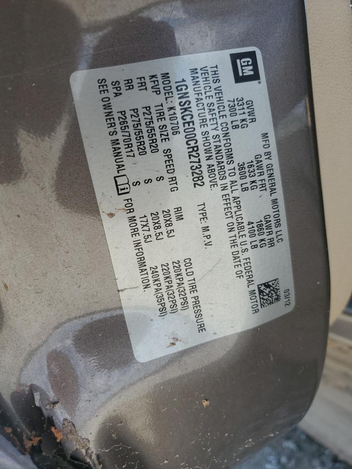 2012 Chevrolet Tahoe K1500 Ltz VIN: 1GNSKCE00CR273282 Lot: 69043285