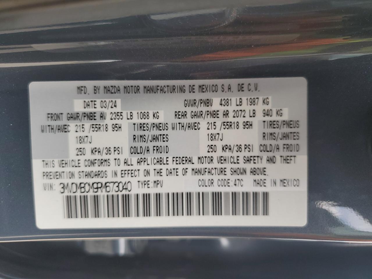 2024 Mazda Cx-30 Preferred VIN: 3MVDMBCM9RM673040 Lot: 69813815